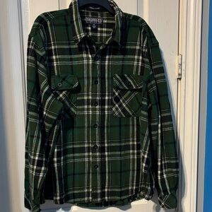 Northern Expedition Ltd Men's Green/Black Heavy Flannel Button Down Shirt